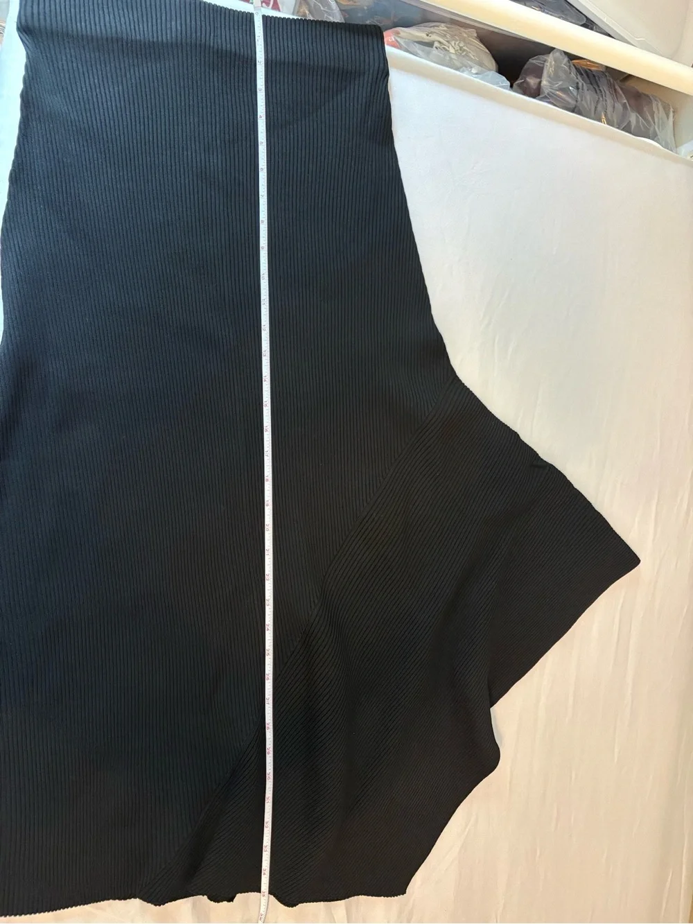 A.L.C. Black Ribbed Asymmetrical Midi Skirt NWT Size M